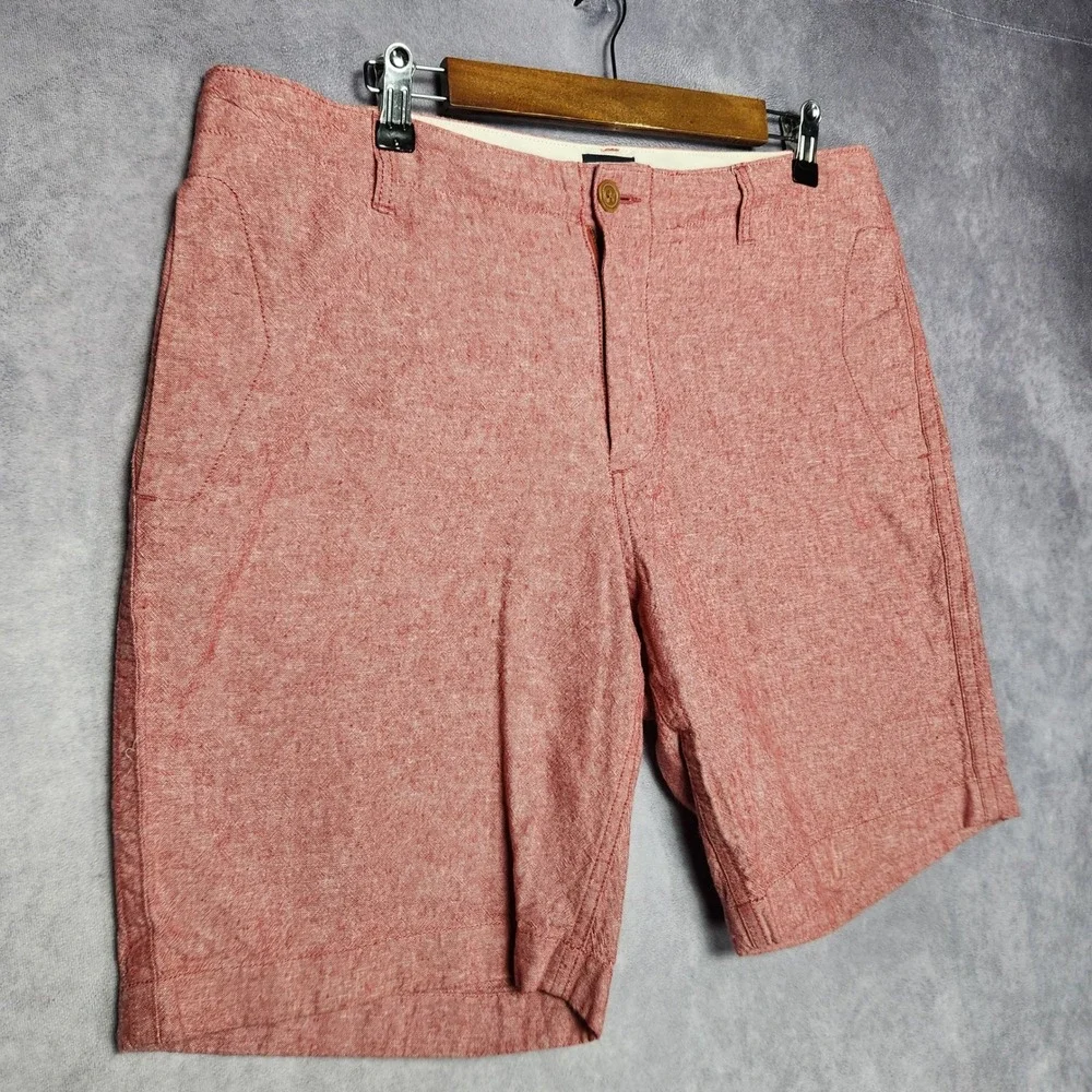 J. Crew Mens Pink Beach Shorts 34 Linen Blend Flat Front Casual‎